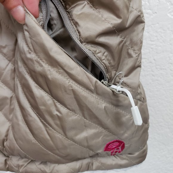 Mountain Hardwear Tan/White Fleece Quilted Reversible Full Zip Winter Vest L - Picture 4 of 16